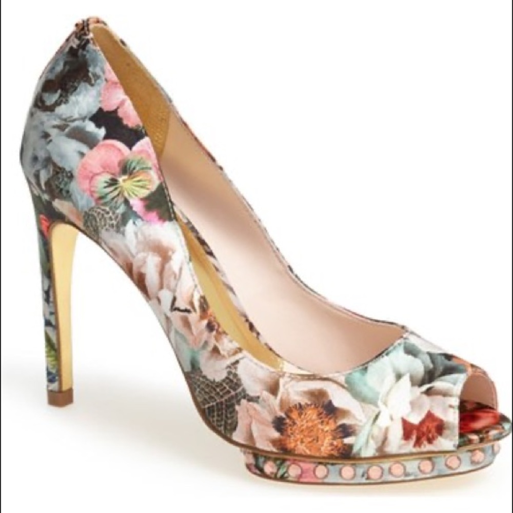 Floral Peep-Toe Stiletto Heels